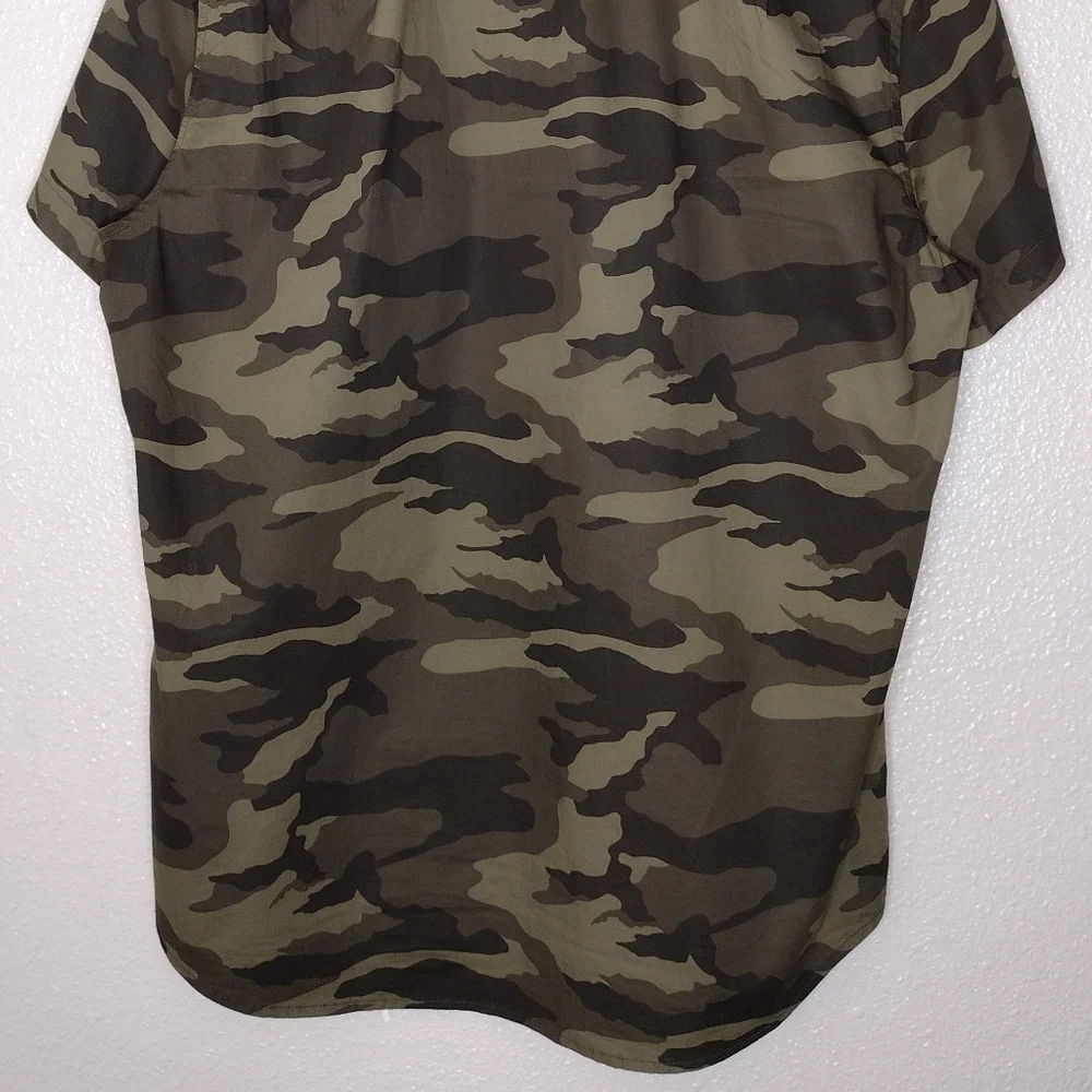 J. Crew Men's Camouflage Flex Washed Short Sleeve Casual Button Down Shirt Sz M